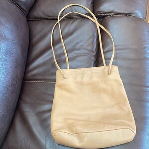 Nine West Genuine Tan Leather Contemporary Shoulder Bag gently loved (Db)